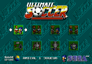 Ultimate Soccer title screen for Sega Mega Drive